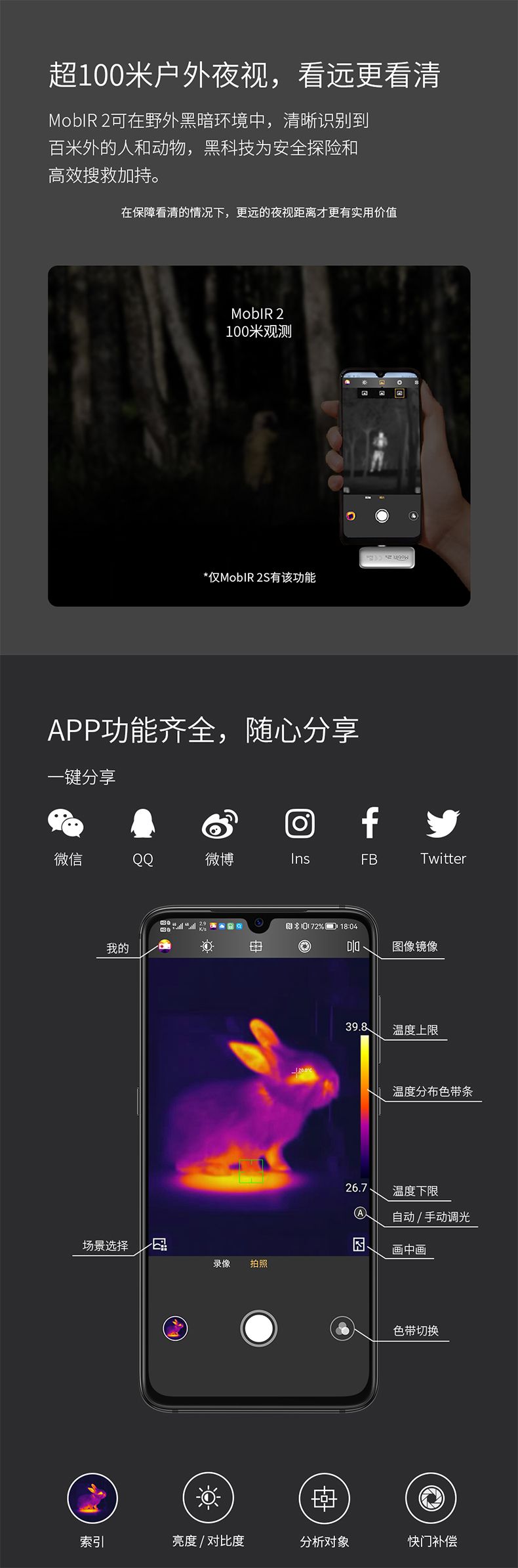 MobIR2T2S魔热二代 手机热像仪热成像测温仪户外夜视仪红外热像仪详情5