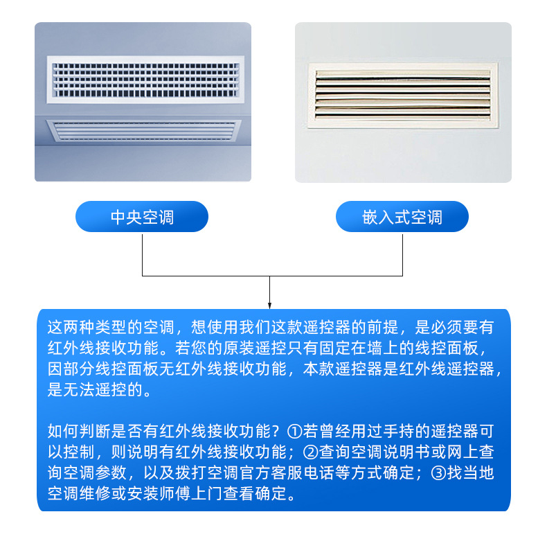 背光挂墙式万能空调遥控器红外空调通用控制器批发详情2