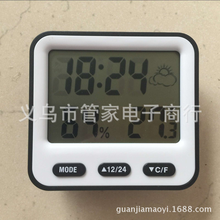 大屏幕电子温湿度计 家用室内温度 计温湿度表 农历闹钟显示详情3