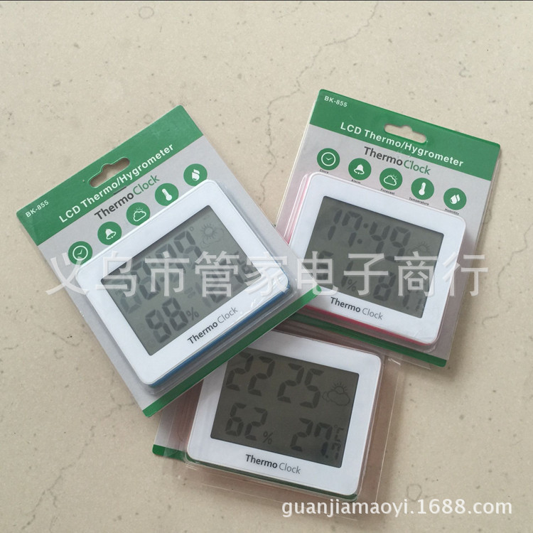 电子温湿度计 家用室内温度计 温湿度表 农历闹钟支架磁铁 BK855详情11