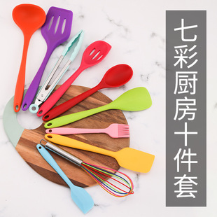跨境热销木柄厨具12件套 FDA硅胶不粘锅烹饪铲勺烘焙套装带收纳桶详情5