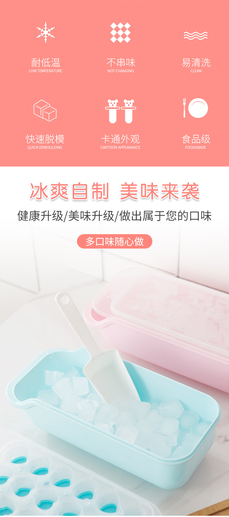 18格软胶方形冰格食品级冻冰块模具家用制冰器0386详情2