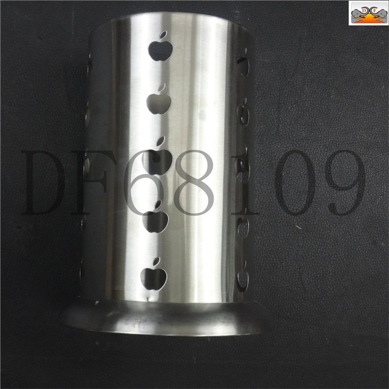 DF68109 苹果孔筷子筒砂光带座厂家直销不锈钢筷子筒圆形厨房筷子笼苹果型筷子筒干湿两DF Trading House详情1