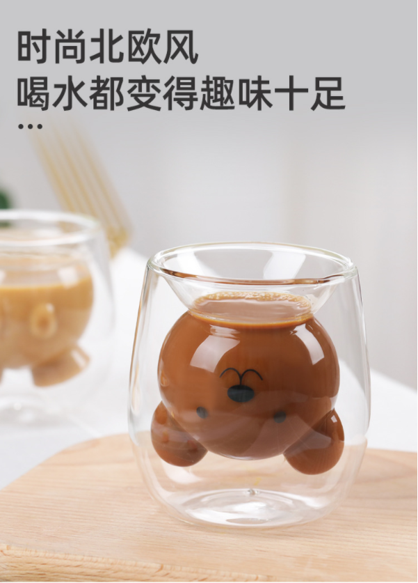 拳头双层杯玻璃杯耐热可爱创意双层杯卡通双层水杯详情3