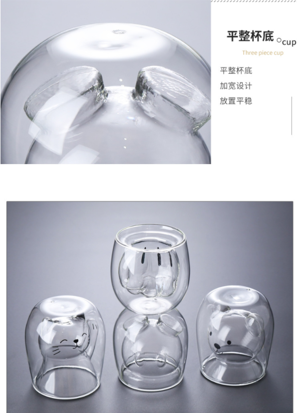 拳头双层杯玻璃杯耐热可爱创意双层杯卡通双层水杯详情7