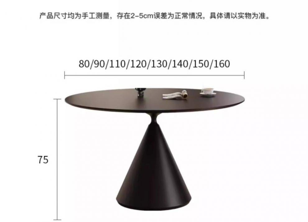 法式奶油风岩板圆形餐桌家居现代简约圆桌小户型家用饭桌椅组合详情9