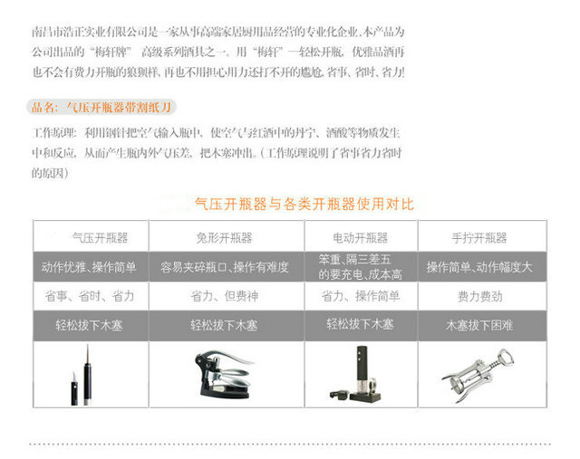 多功能创意锌合金葡萄酒红酒开瓶器高档启瓶器气压开瓶器详情6