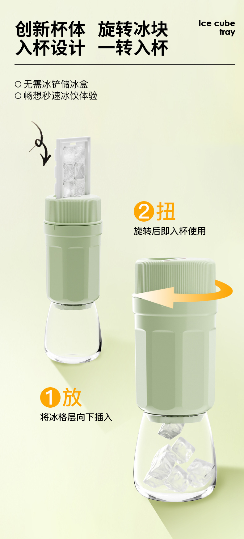 创意冰格磨具制冰机家用圆形免按压旋转入杯出冰制冰盒带盖储冰盒详情2