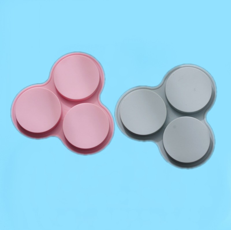 DIY烘焙硅胶工具圆形4寸蛋糕模具 3连圆柱造型DIY彩虹披萨烤盘详情9