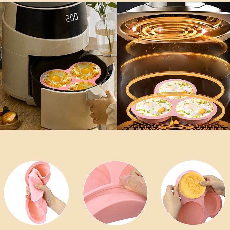 DIY烘焙硅胶工具圆形4寸蛋糕模具 3连圆柱造型DIY彩虹披萨烤盘详情6