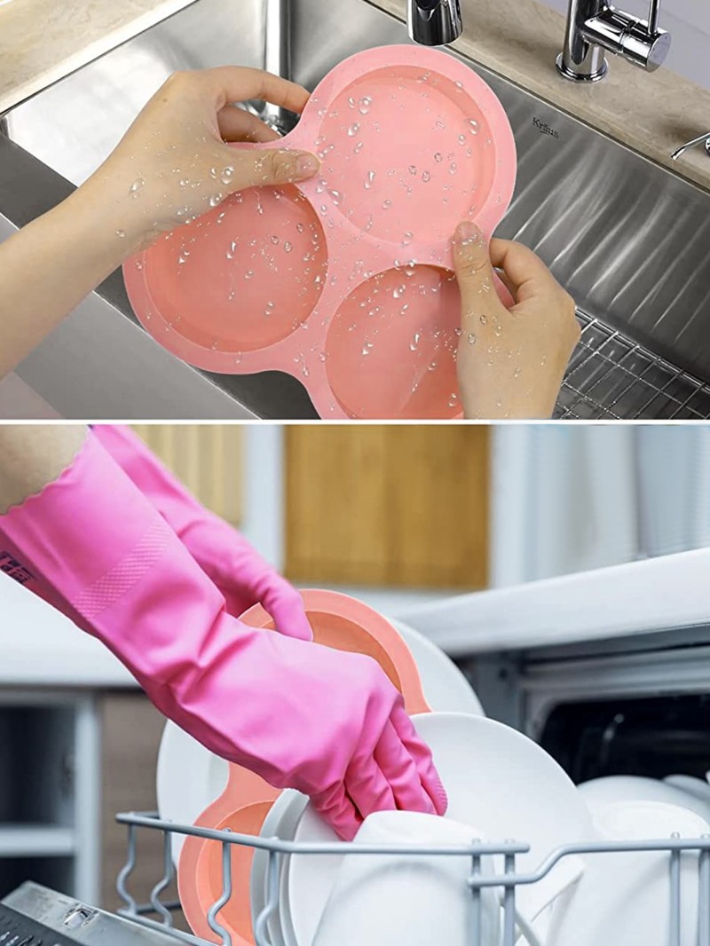 DIY烘焙硅胶工具圆形4寸蛋糕模具 3连圆柱造型DIY彩虹披萨烤盘详情8