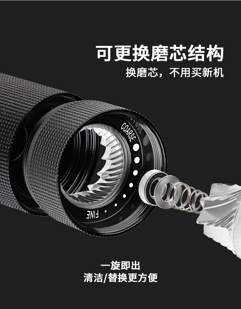 跨境手摇磨豆机CNC钢磨芯咖啡豆手磨机外调家用意式研磨器咖啡机详情16