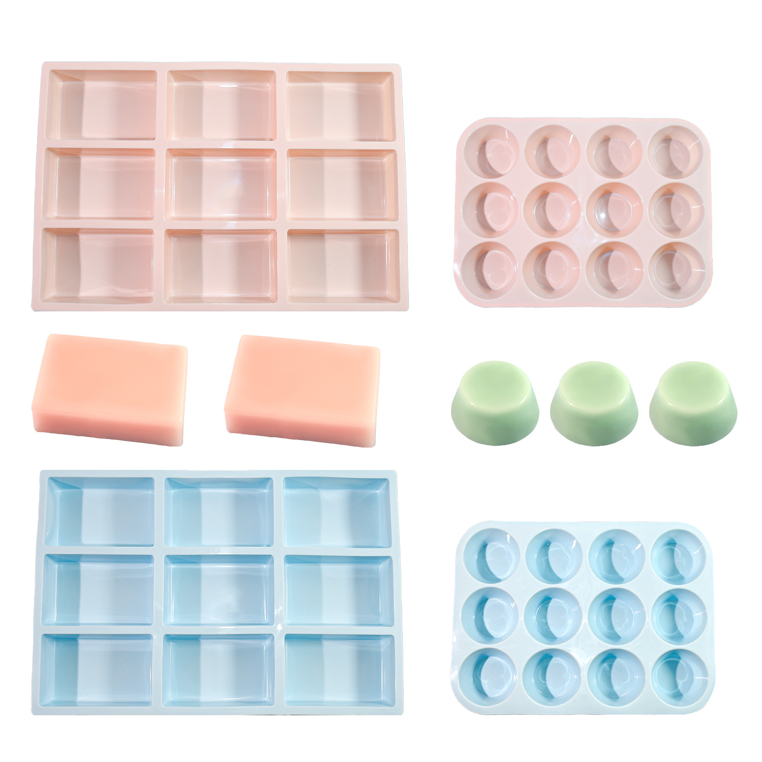 diy滴胶模具12连圆筒硅胶慕斯蛋糕模具9连方形手工皂模具详情5