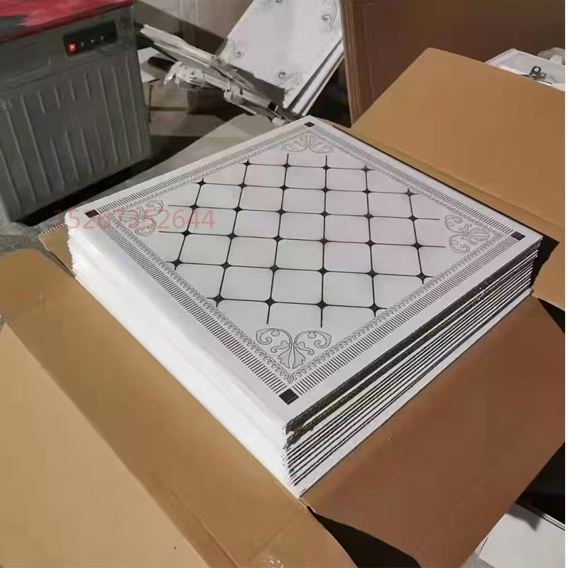 天花板60*60 pvc扣板  60*60方板 方块集成吊顶材料  方形pvc吊顶扣板 熟胶天花板详情1