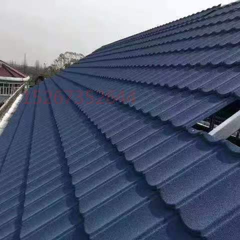 米兰瓦   彩石金属瓦  别墅瓦   彩石瓦金属瓦 圆形瓦脊 角形瓦脊  山形板 天沟板 封屋檐板详情5