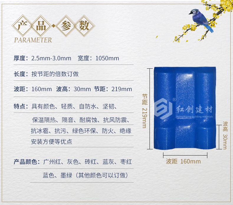 厂家直销合成树脂瓦 别墅瓦片隔热屋面瓦 屋顶塑料建材仿古琉璃瓦详情11