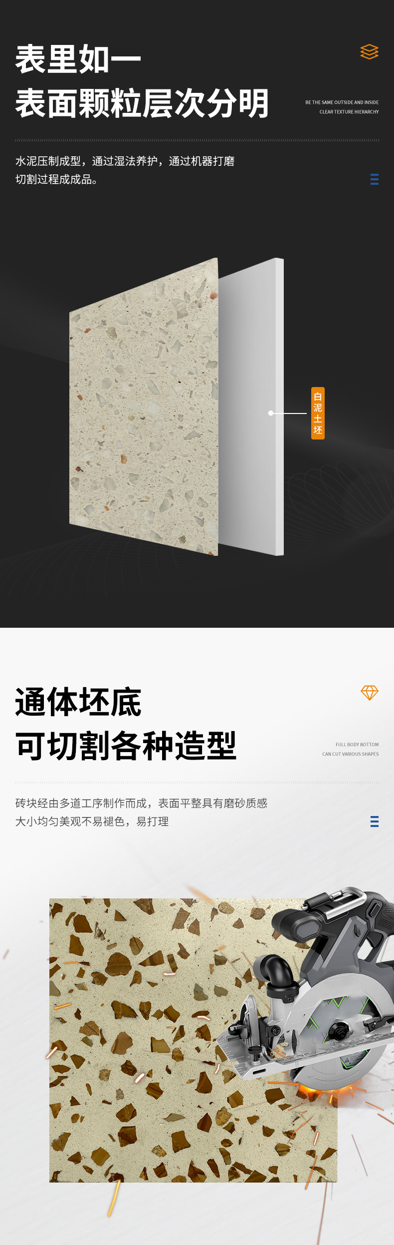 无机水磨石地砖路面学校走廊台面地面砖仿古砖600*600墙面瓷砖详情4