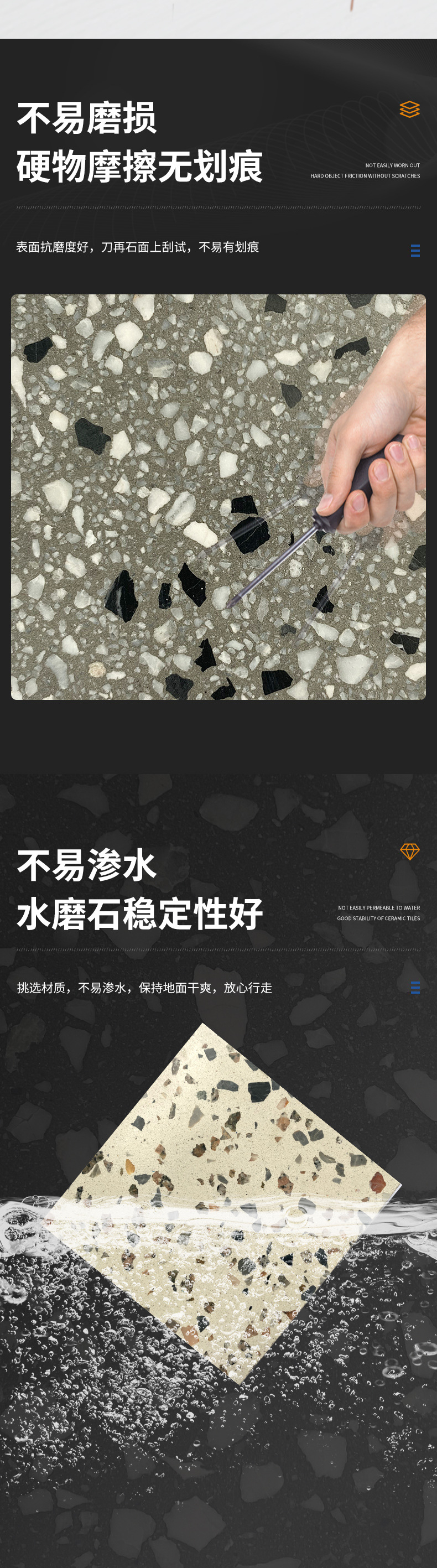 无机水磨石地砖路面学校走廊台面地面砖仿古砖600*600墙面瓷砖详情5
