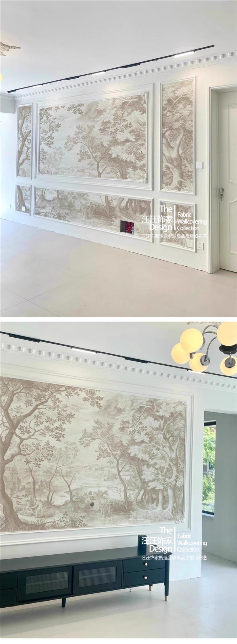 法式丛林墙纸林中小屋墙布复古南洋风壁纸卧室客厅酒店背景墙壁布详情8