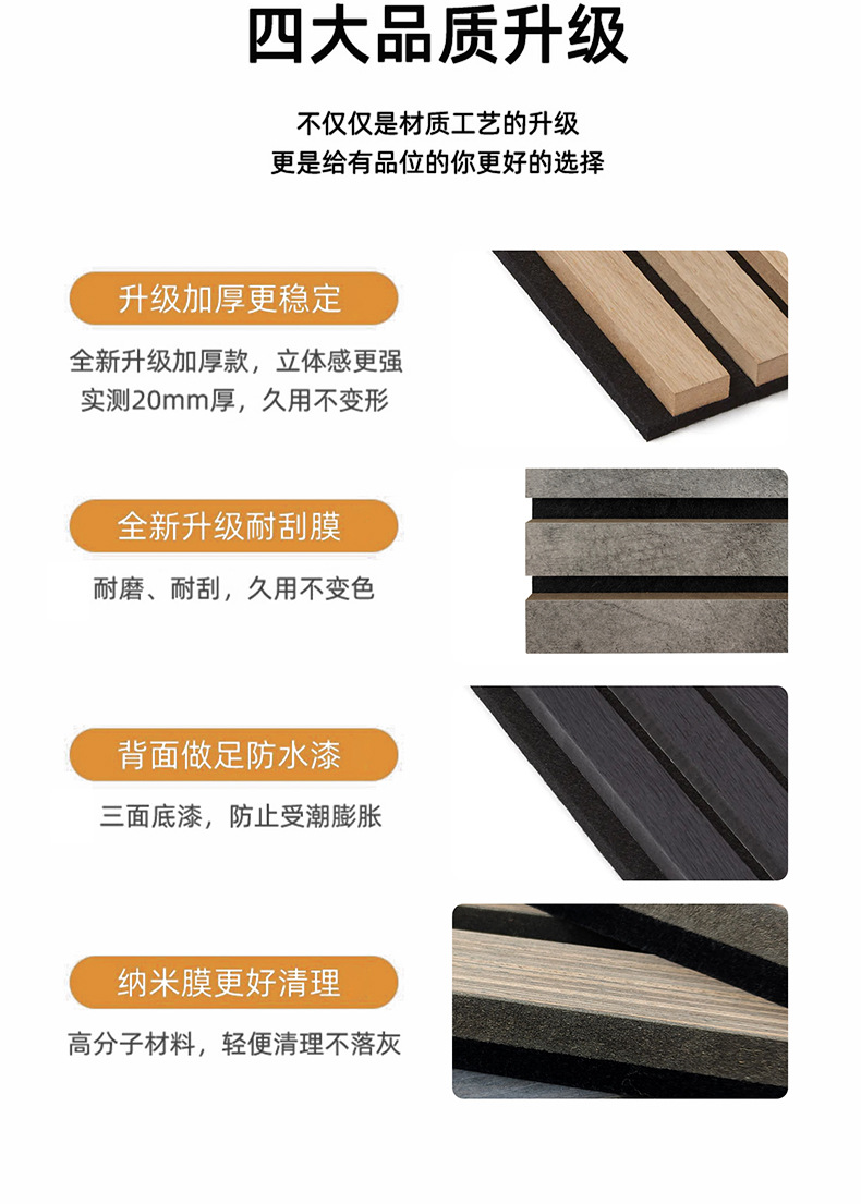 跨境木质MDF格栅板条聚酯环保阻燃吸音板琴房背景墙装饰隔音材料详情4