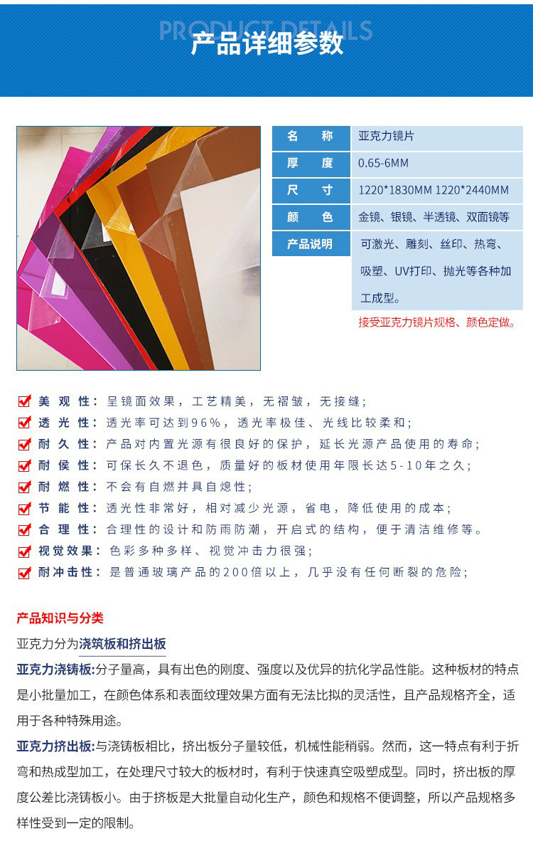 彩色镜面亚克力板彩色闪粉炫彩有机玻璃板闪光板详情1