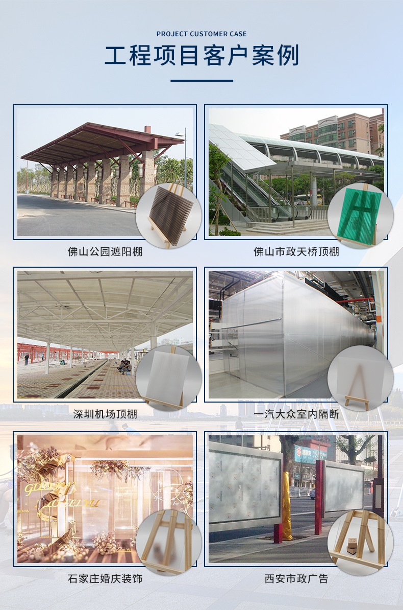 外贸出口pc波浪板屋面雨棚采光瓦透明采光板聚碳酸酯阳光板波浪瓦详情8