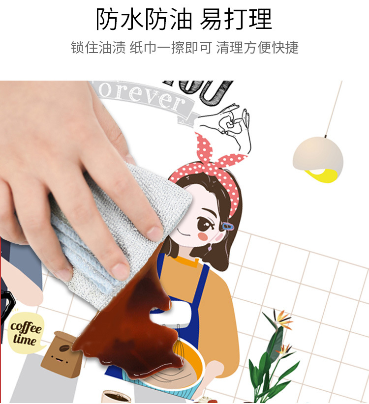 新款卡通防油贴纸厨房防水防油污贴画铝箔耐高温灶台墙壁贴纸画详情4