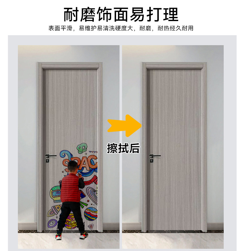 实木门室内隔音卧室门客厅门厕所门烤漆套装门简约轻奢碳晶门批发详情2