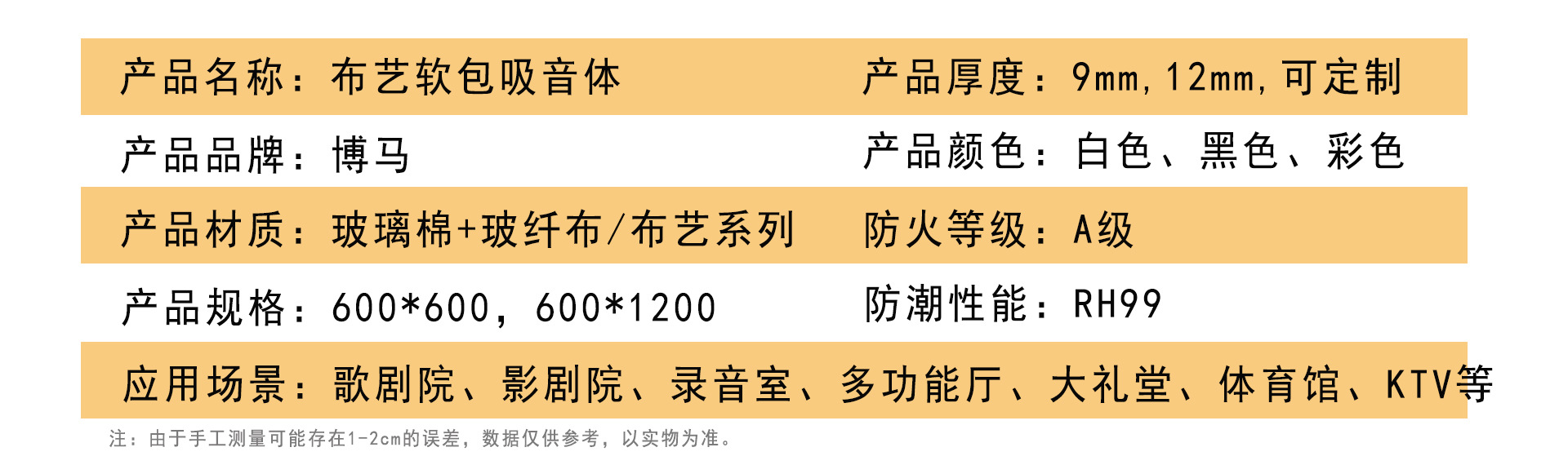 防撞布艺吸音板录播室体育馆阻燃隔音软包电影院吸音棉定制 隔音吸声材料详情2