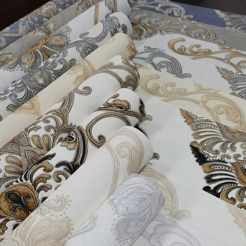 豪华欧式复古壁纸 大马士革壁纸 3D 重压乙烯壁纸详情5