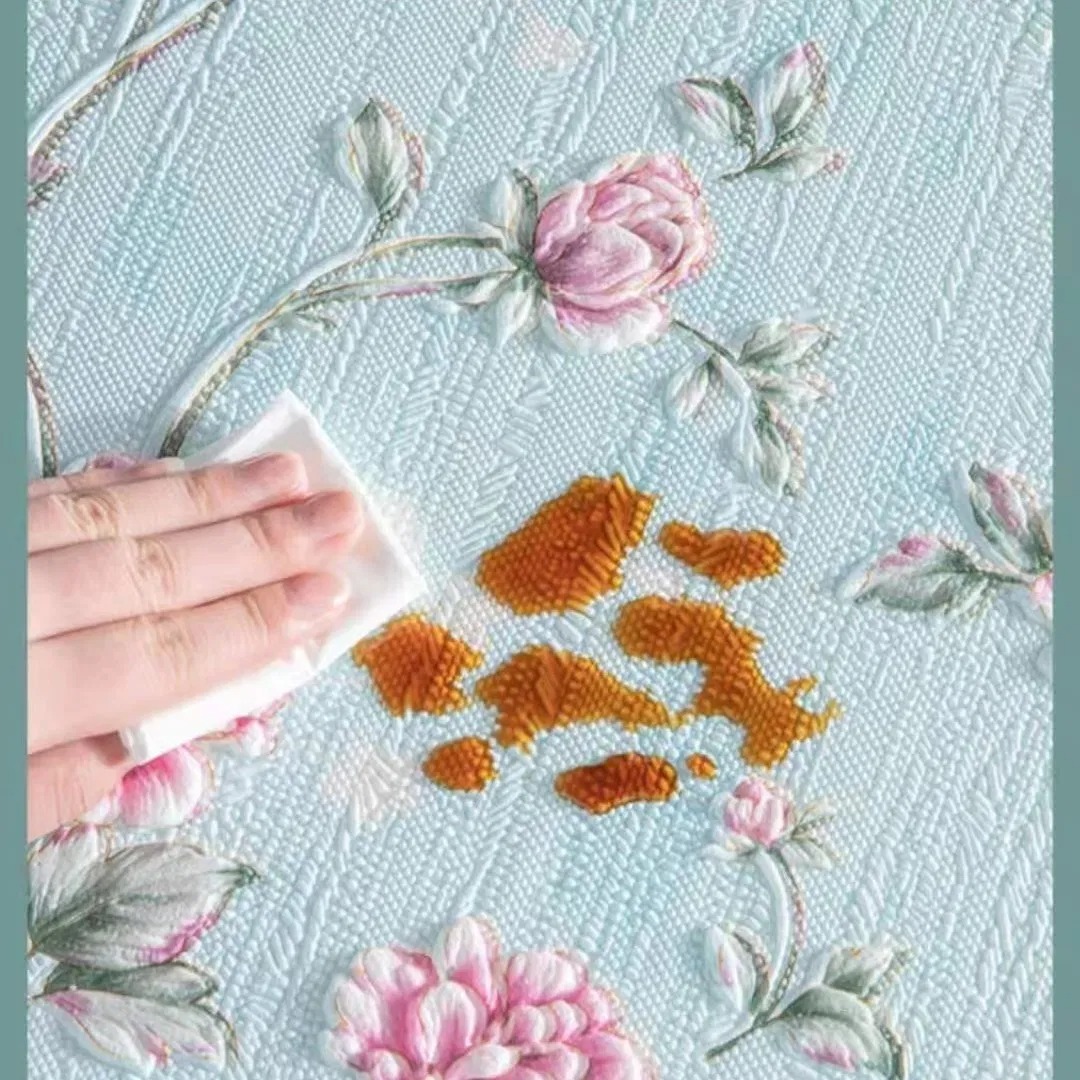 浮雕花纹3D自粘式乙烯基壁纸奢华欧式复古壁纸pvc墙纸详情3