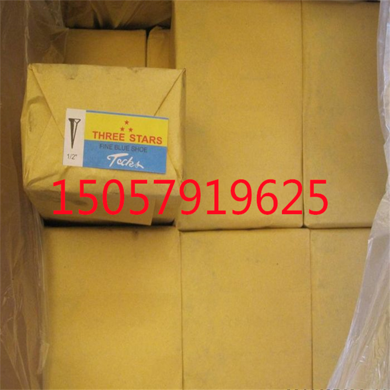 蝴蝶牌烤蓝鞋钉 白鞋钉 SHOE TACKS 铁钉 56盒一箱 112盒装木箱详情11