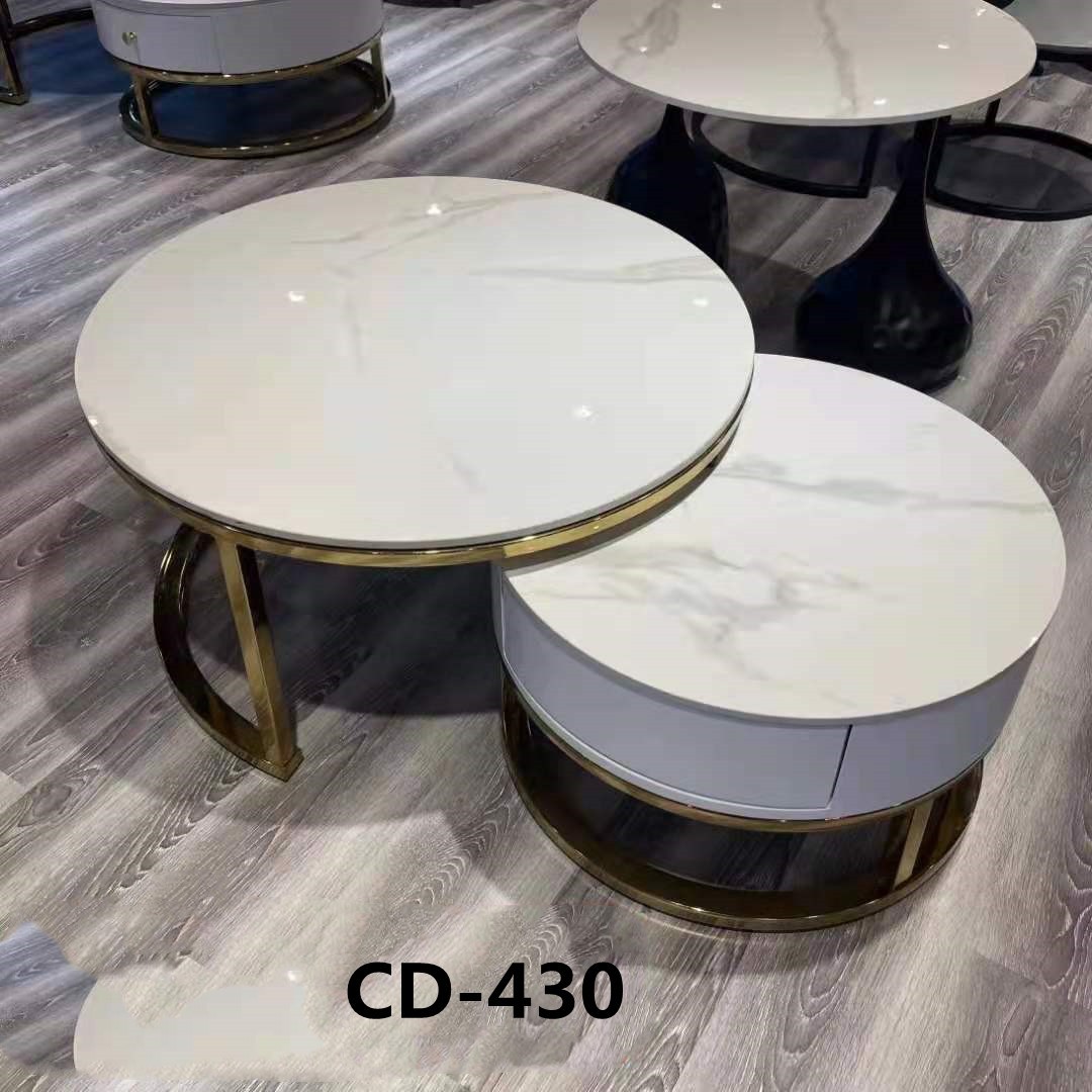   吕字家具-圆形岩板茶几轻奢极简现代简约方形大理石镀金属小户型 小桌子详情1