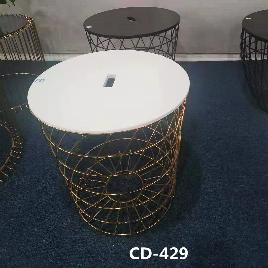 吕字家具-轻奢边几镀金不锈钢后现代简约小户型沙发圆形边角几  详情5