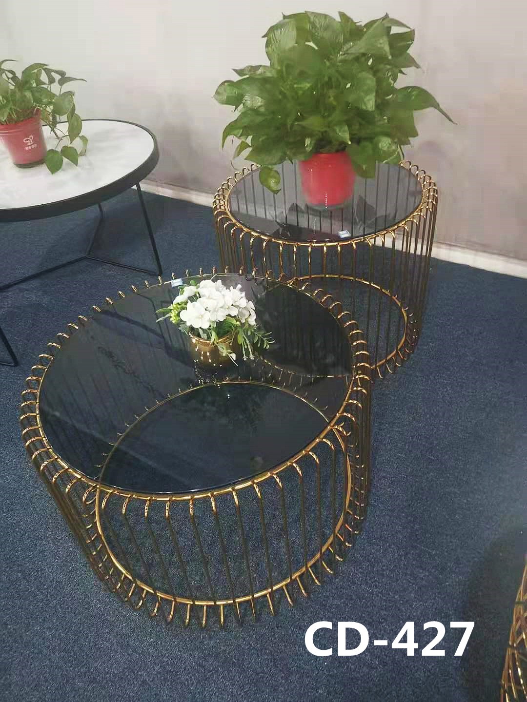 吕字家具-轻奢边几镀金不锈钢后现代简约小户型沙发圆形边角几  详情3