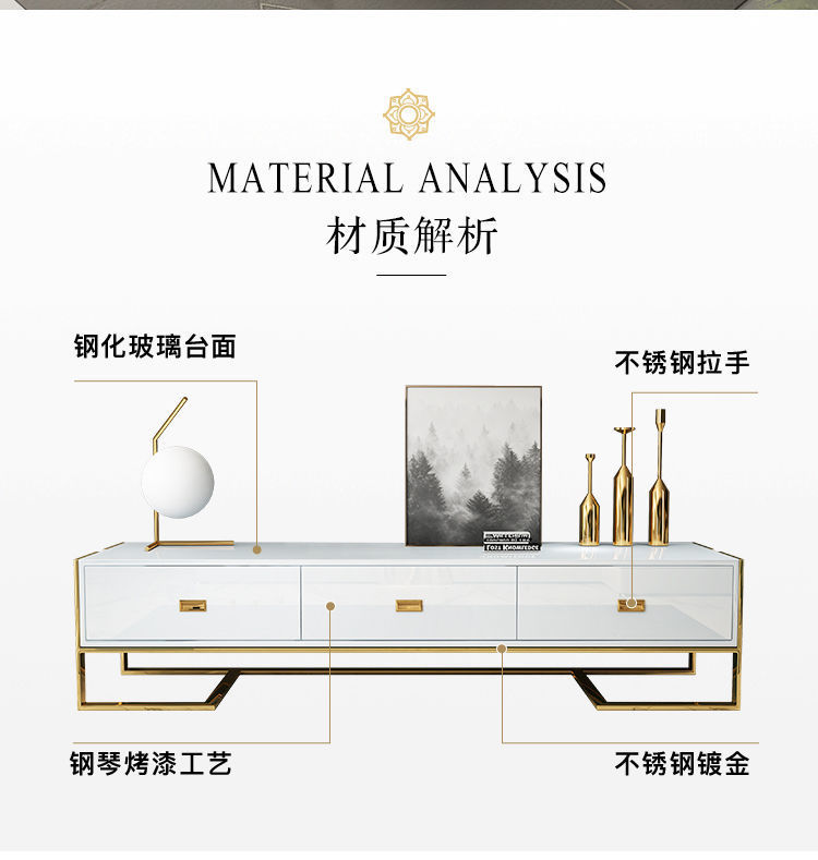 轻奢后现代简约茶几电视柜组合小户型不锈钢客厅方形现代港式家具详情20