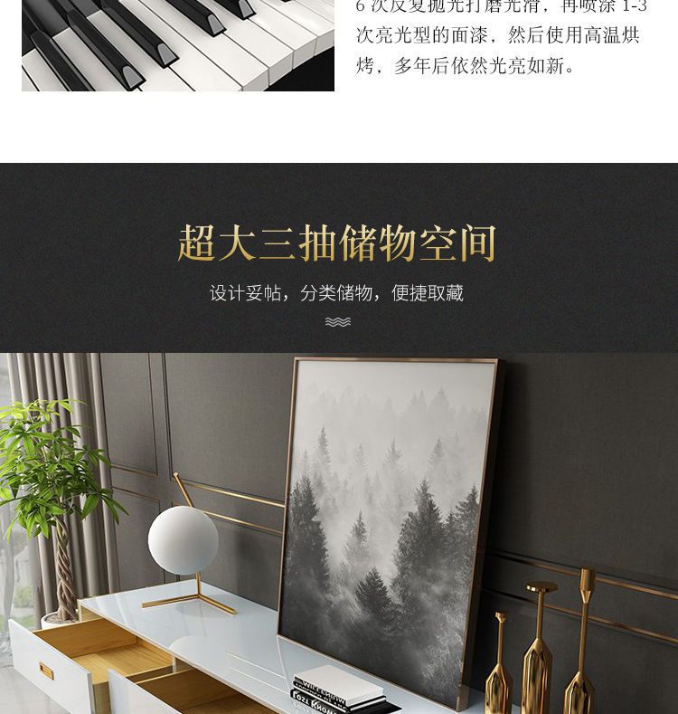 轻奢后现代简约茶几电视柜组合小户型不锈钢客厅方形现代港式家具详情16