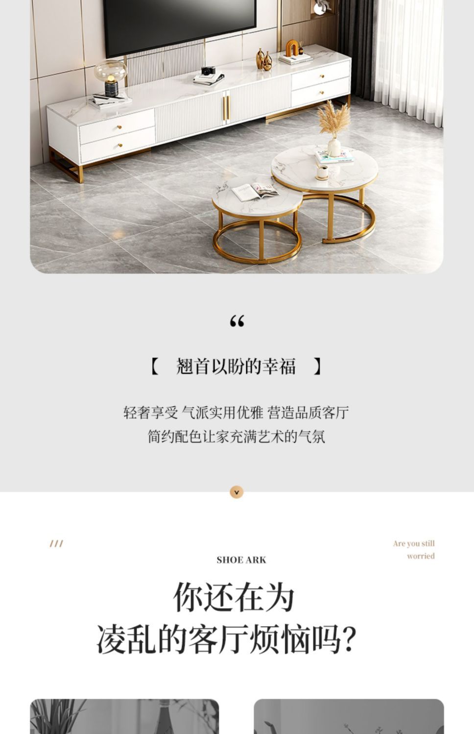 电视柜简约现代客厅家用小户型落地2025新款轻奢茶几电视机柜组合详情4