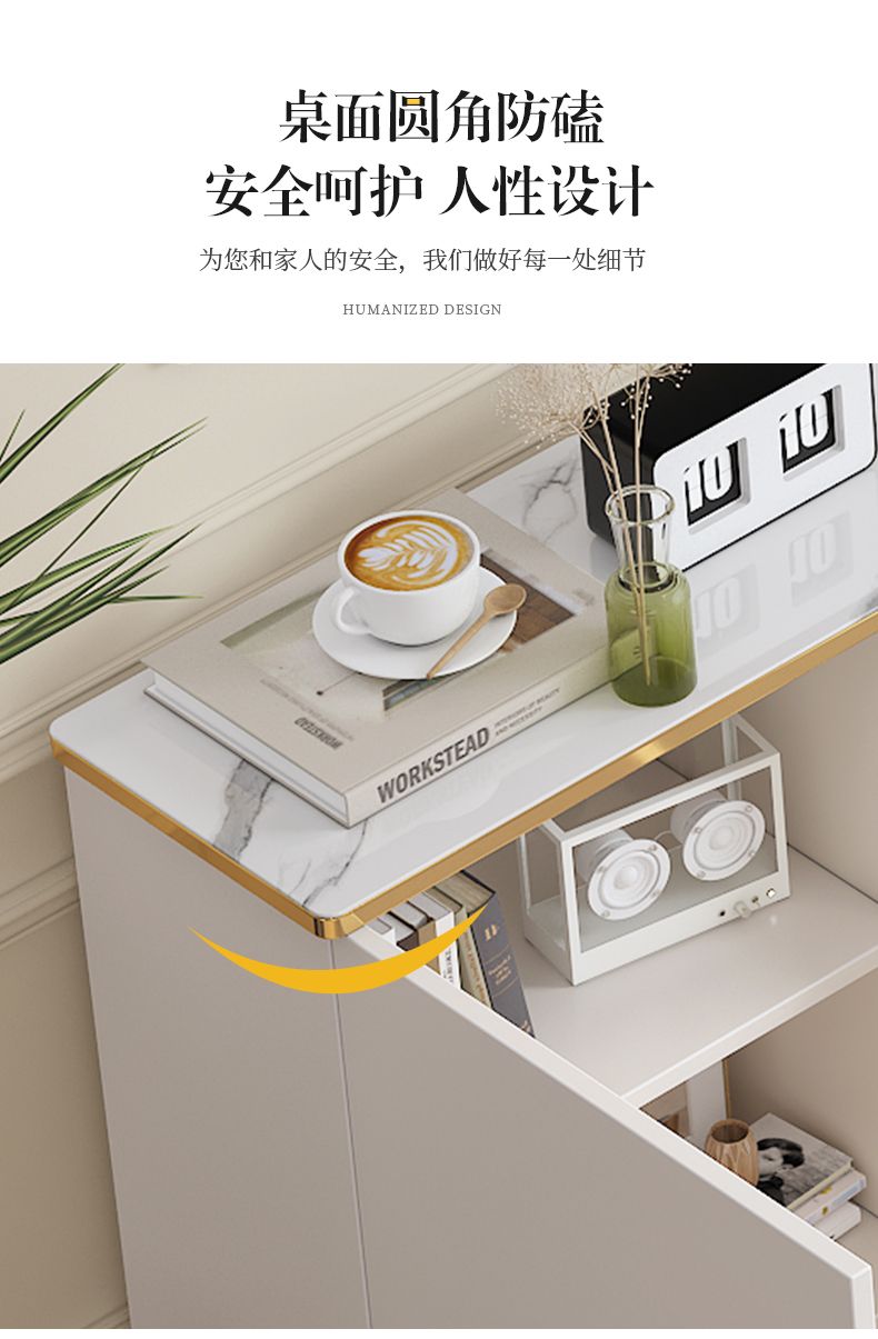 纯实木电视柜茶几组合新款加高大理石纹网红轻奢超窄清仓高柜卧室详情6