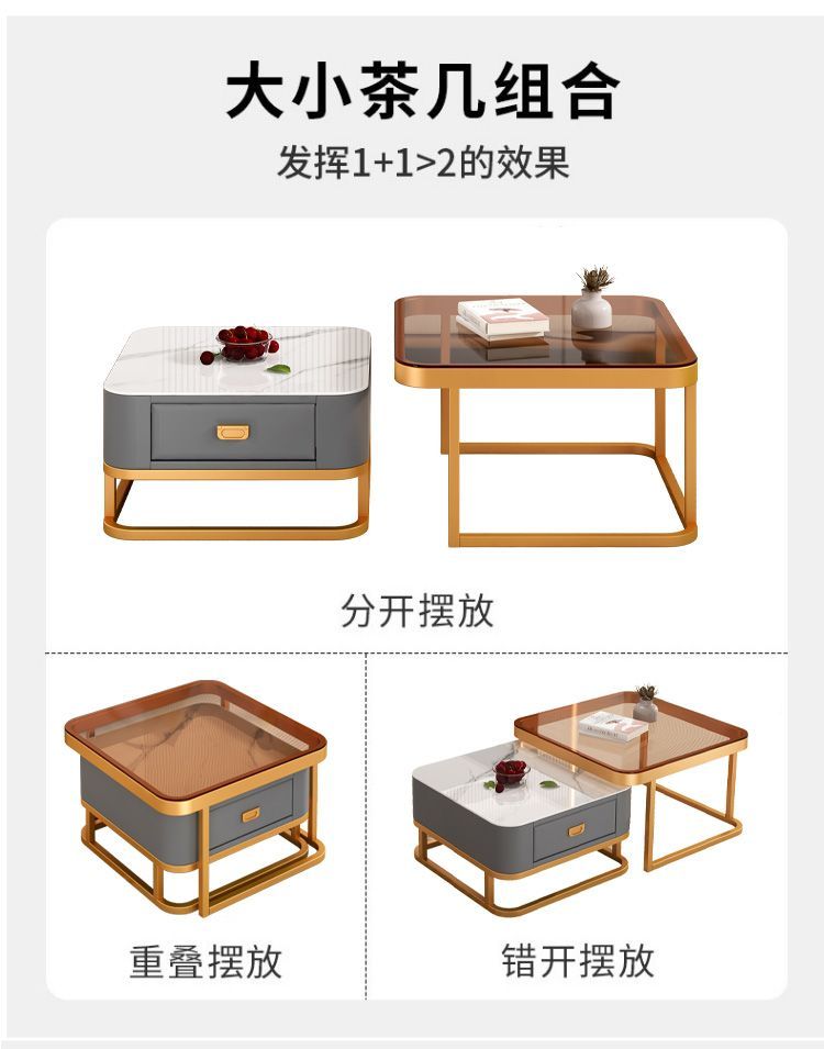 北欧轻奢电视柜茶几组合简约伸缩电视机柜小户型家用客厅电视柜详情5