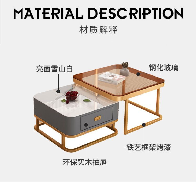 北欧轻奢电视柜茶几组合简约伸缩电视机柜小户型家用客厅电视柜详情6