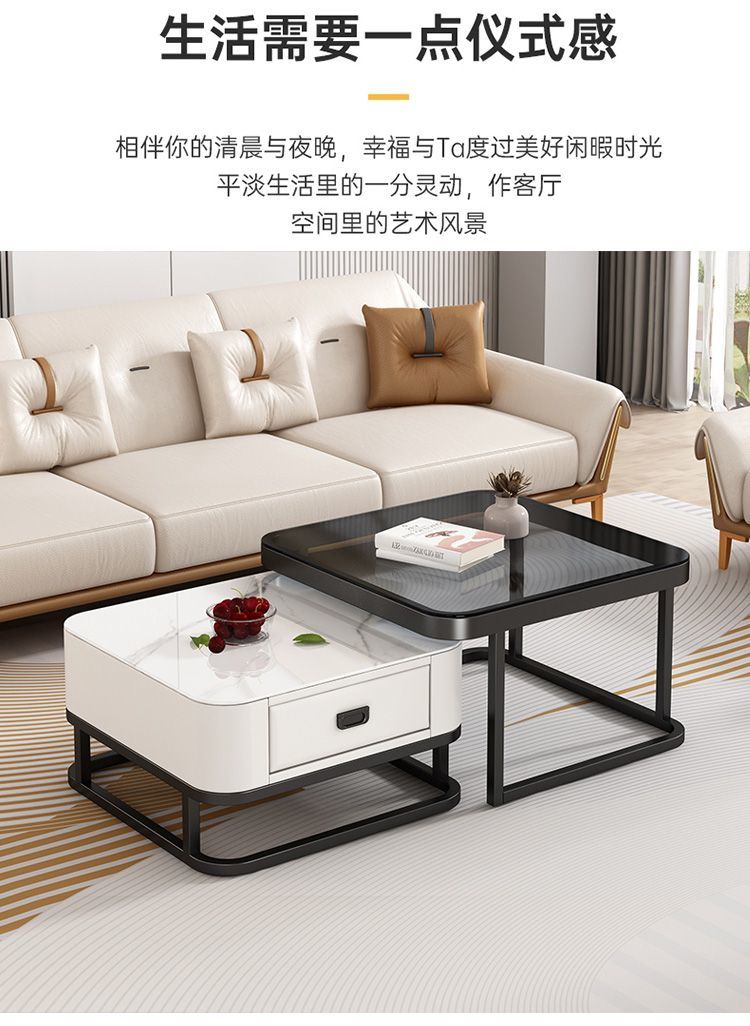 北欧轻奢电视柜茶几组合简约伸缩电视机柜小户型家用客厅电视柜详情3