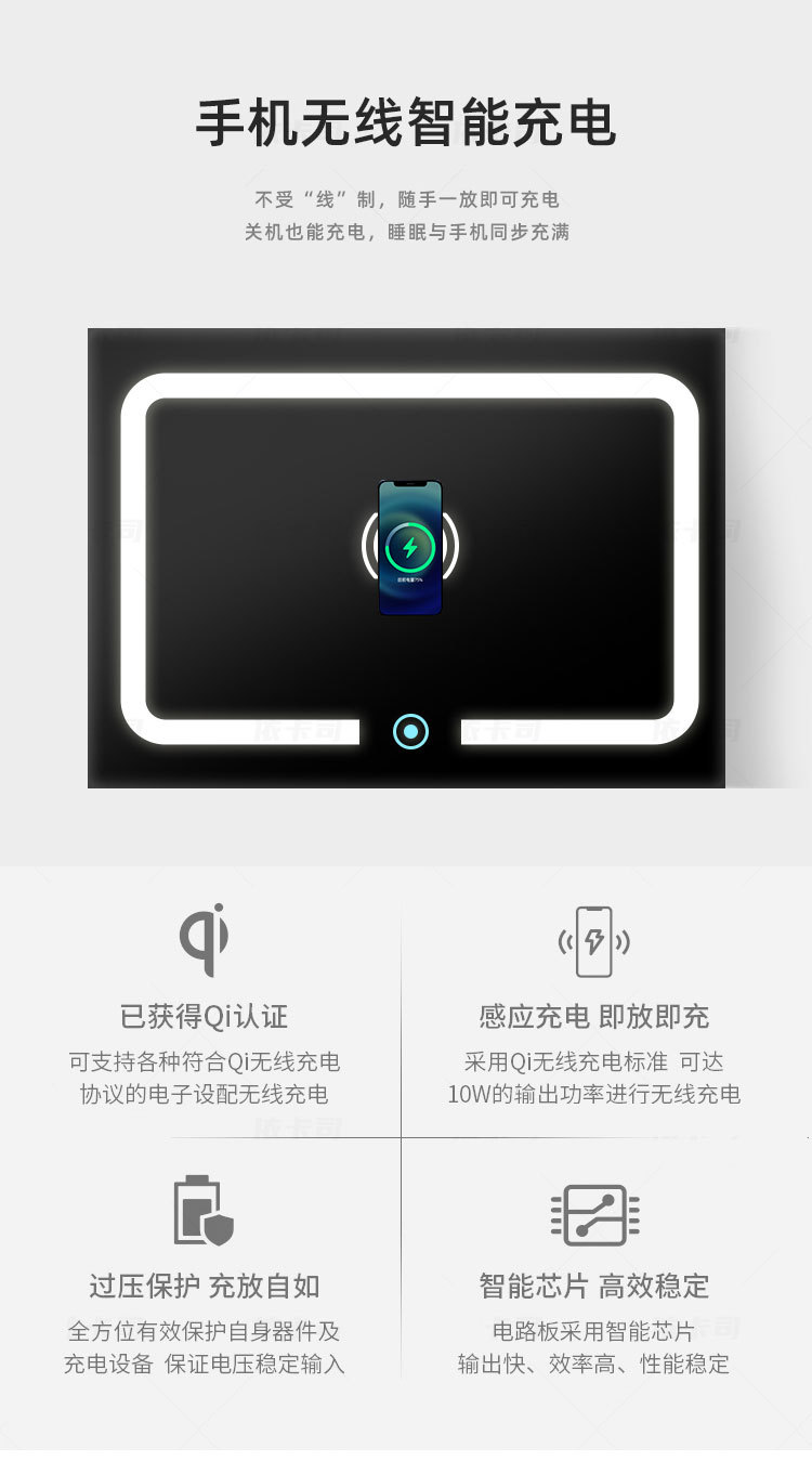 智能床头柜侘寂风轻奢绒布旋转无线充玻璃音响储物多功能整装柜子详情7