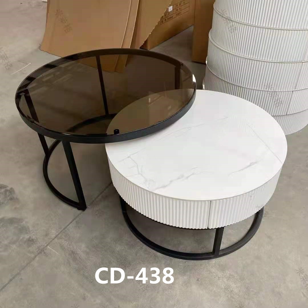 吕字家具-岩板茶几组合北欧简约客厅小桌子轻奢镀金储物大小圆形茶几 详情9
