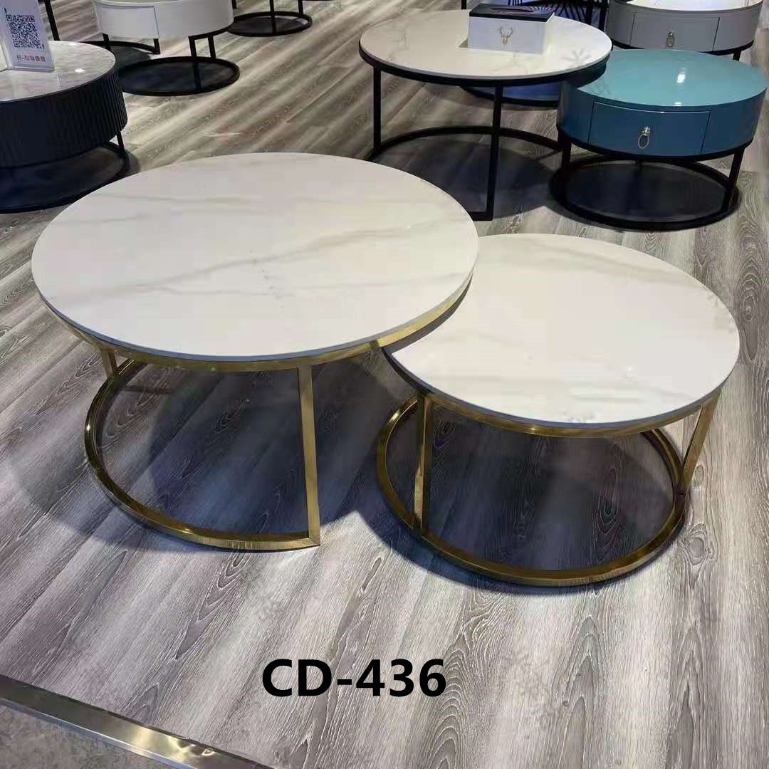 吕字家具-岩板茶几组合北欧简约客厅小桌子轻奢镀金储物大小圆形茶几 详情7