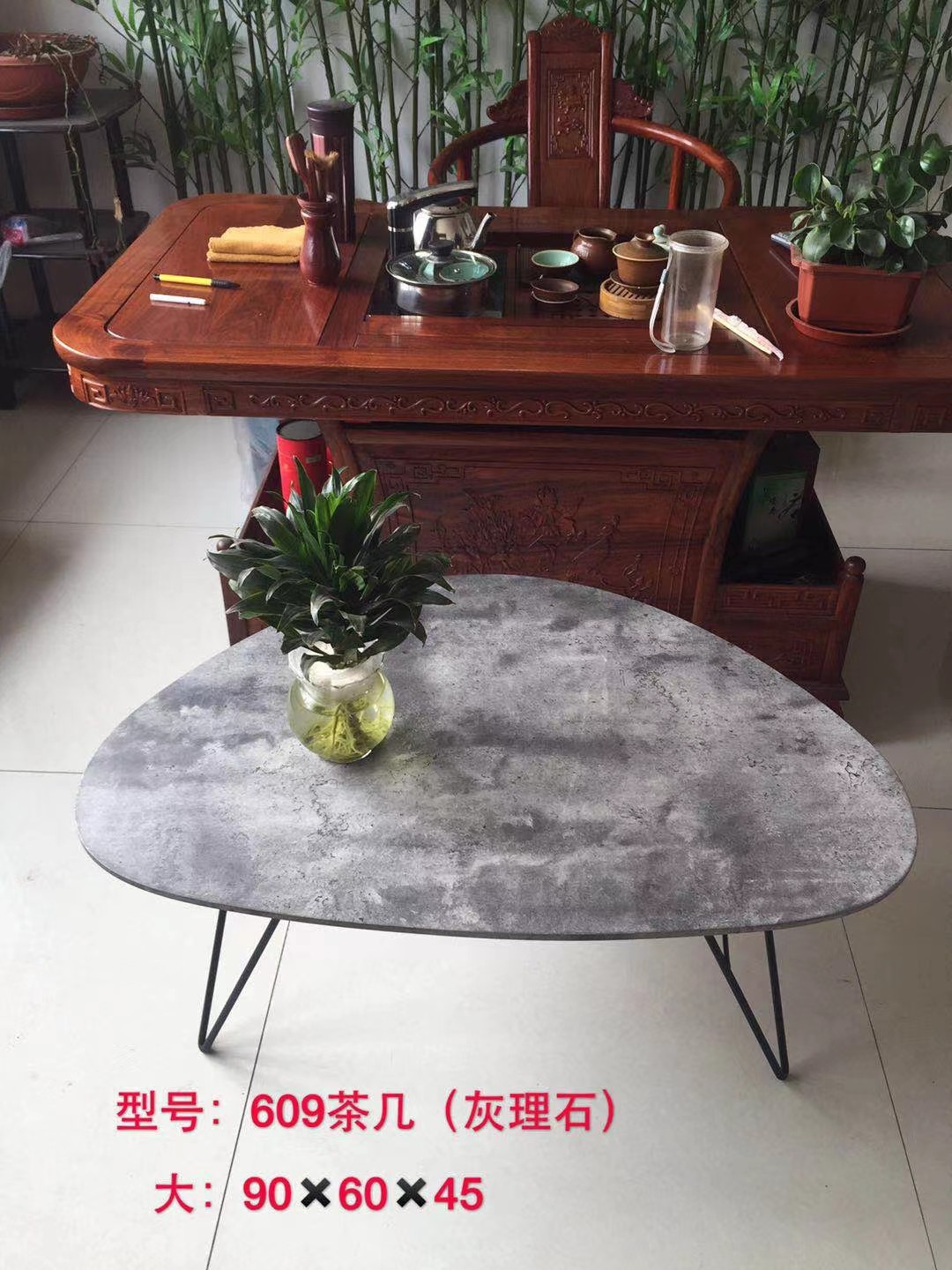 吕字家具-实木岩板茶几北欧简约橡木咖啡桌桌子客厅小户型茶桌BH1L详情3