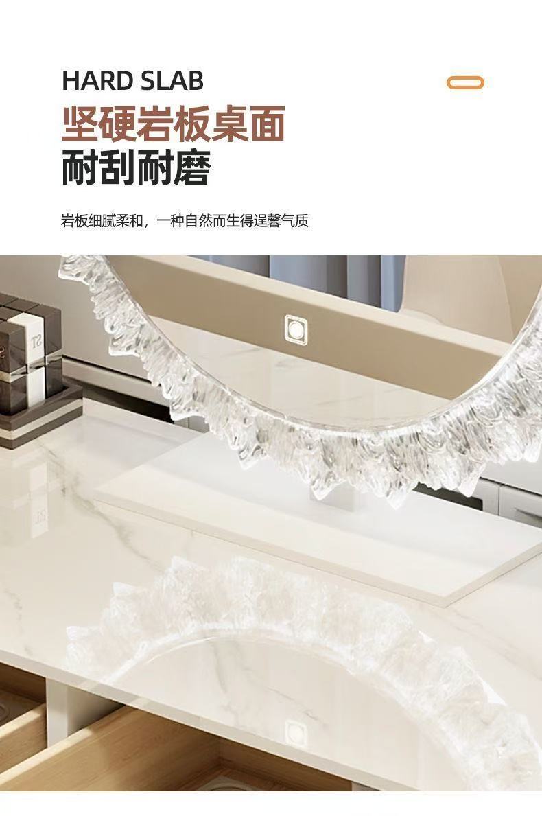 网红梳妆台ins北欧风小户型主卧上档次公主卧室现代简约化妆桌柜氛围灯全实木详情18