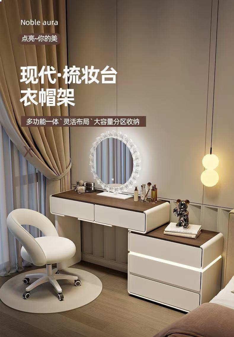 网红梳妆台ins北欧风小户型主卧上档次公主卧室现代简约化妆桌柜氛围灯全实木详情2