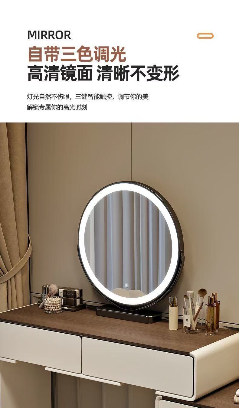 网红梳妆台ins北欧风小户型主卧上档次公主卧室现代简约化妆桌柜氛围灯全实木详情12
