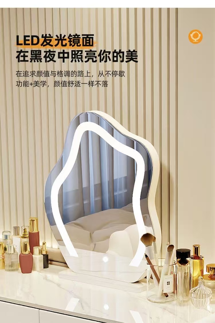 实木40cm梳妆台高级感卧室收纳柜踢脚线梳妆台现代简约化妆桌详情14